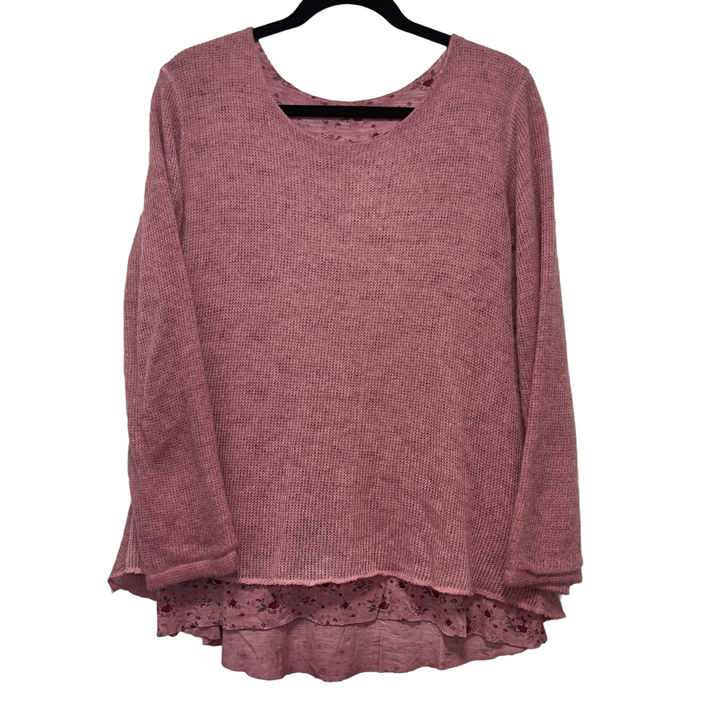Unbranded Mohair Blend Pink Floral Lined Made In Italy Long Sleeve Sweater S